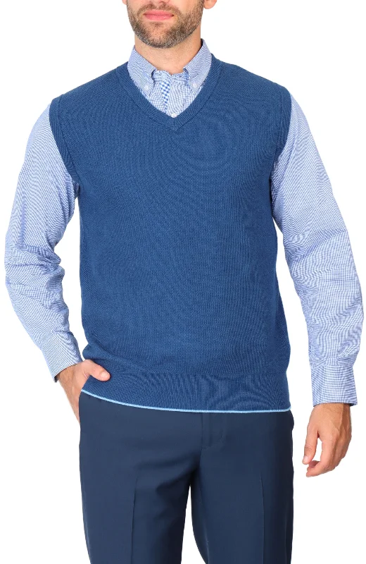 Indigo Blue Textured Waffle Sweater Vest