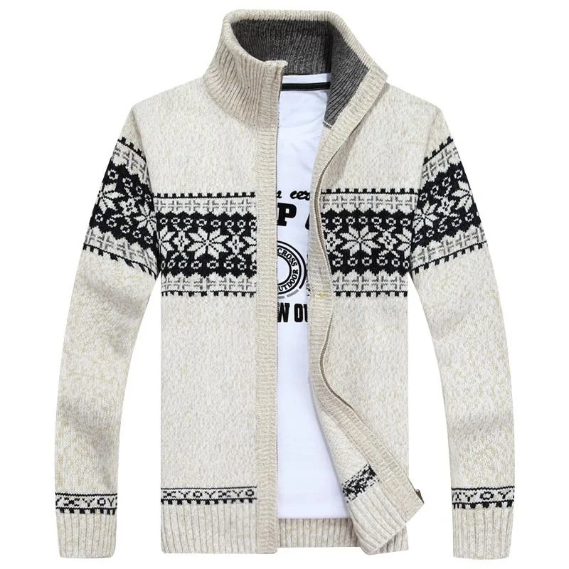 Men's Warm Patchwork Windbreaker Knitted Cardigan Sweaters Sweaters