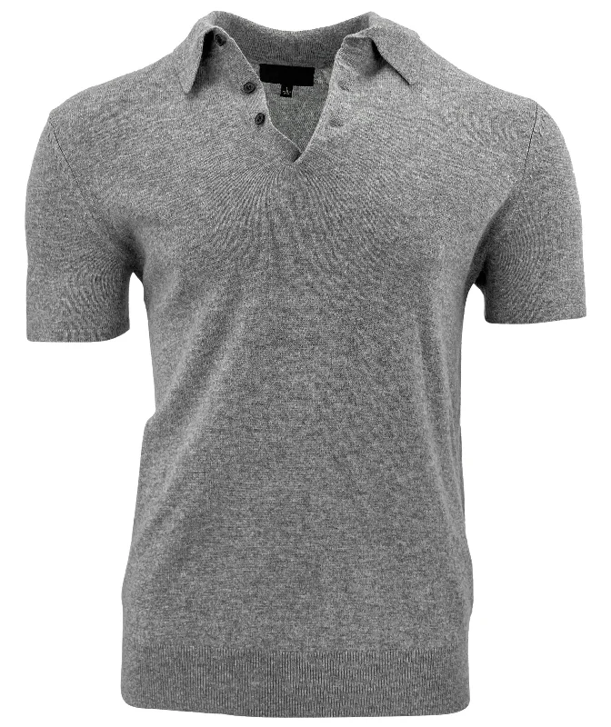 Nili Lotan Myles Polo Sweater in Light Grey Melange