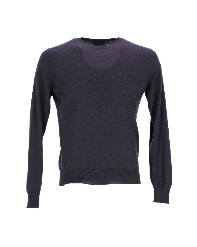 Prada Crewneck Knit Sweater in Black Cotton