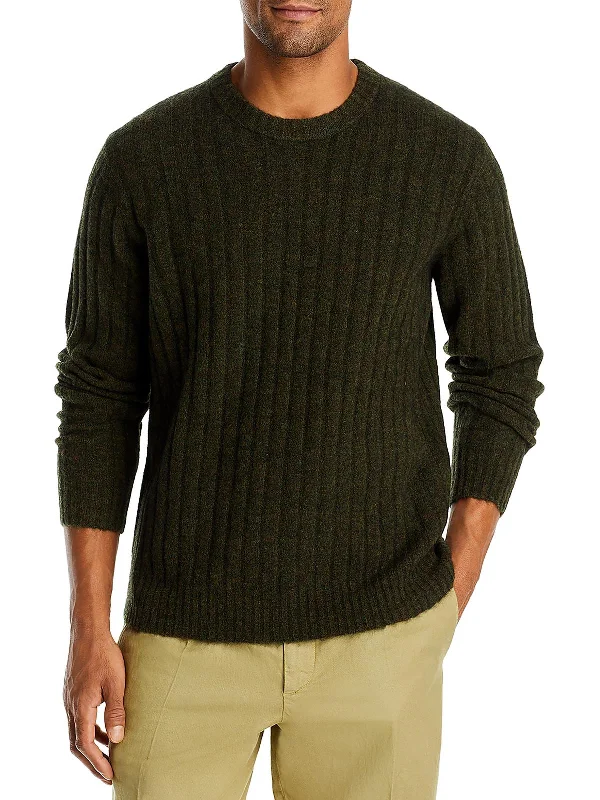 Sigfred Mens Ribbed Trim Button Front Cardigan Sweater