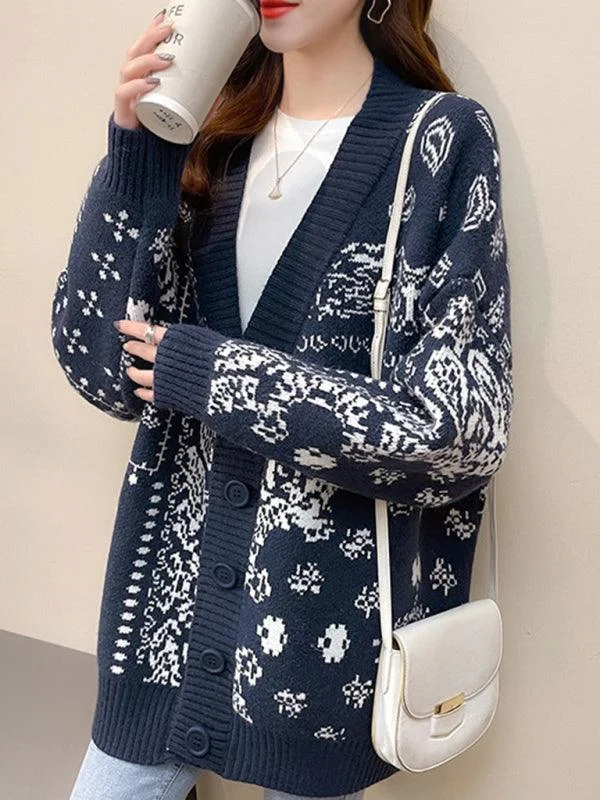 Snowflake Jacquard Cardigan Sweater