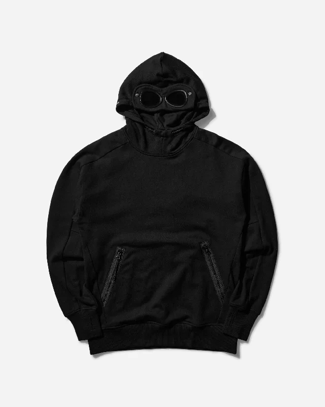 Men's Diagonal Raised Fleece Goggle Hooded Sweatshirt Black