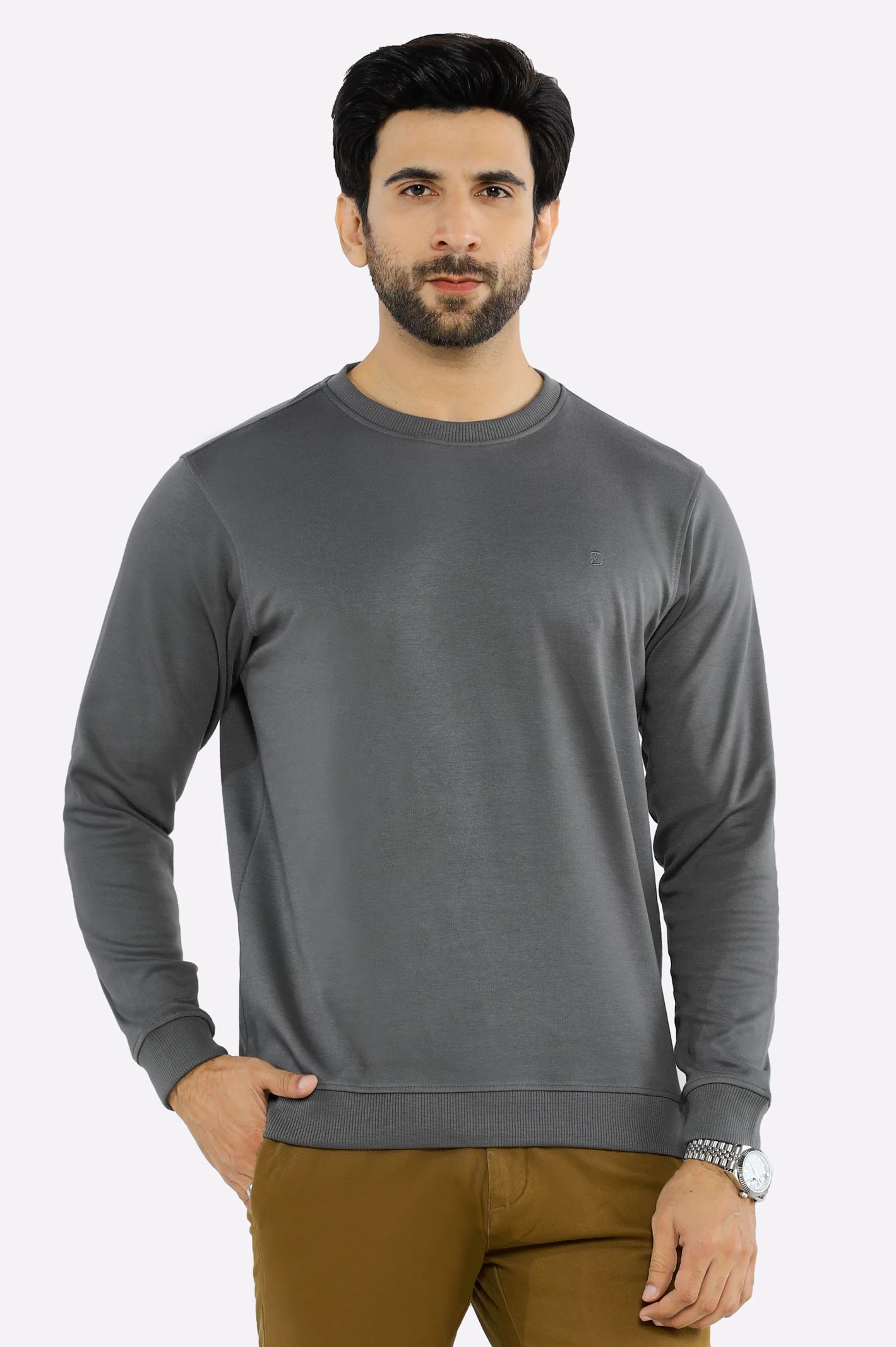 Crew Neck Plain Sweatshirt