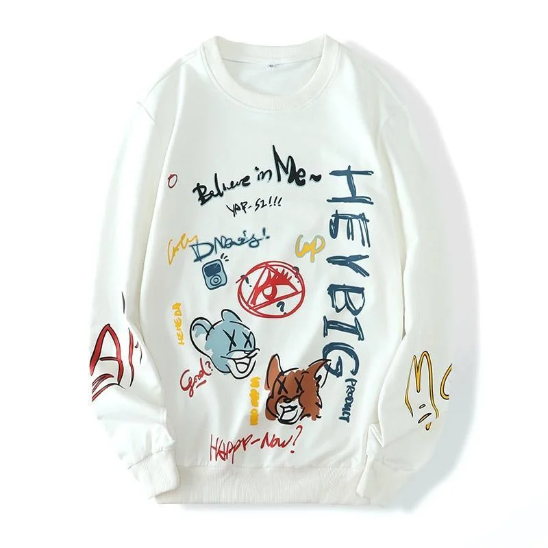 Hey Big Plus Size Graffiti Sweatshirt For Men