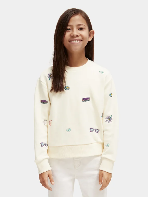 Kids - All-over embroidered sweatshirt