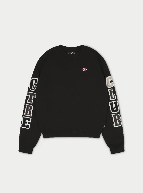 MULTIBADGE CHENILLE SWEATSHIRT - BLACK