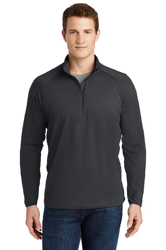 Sport-Tek Mens Sport-Wick Moisture Wicking 1/4 Zip Sweatshirt - Charcoal Grey