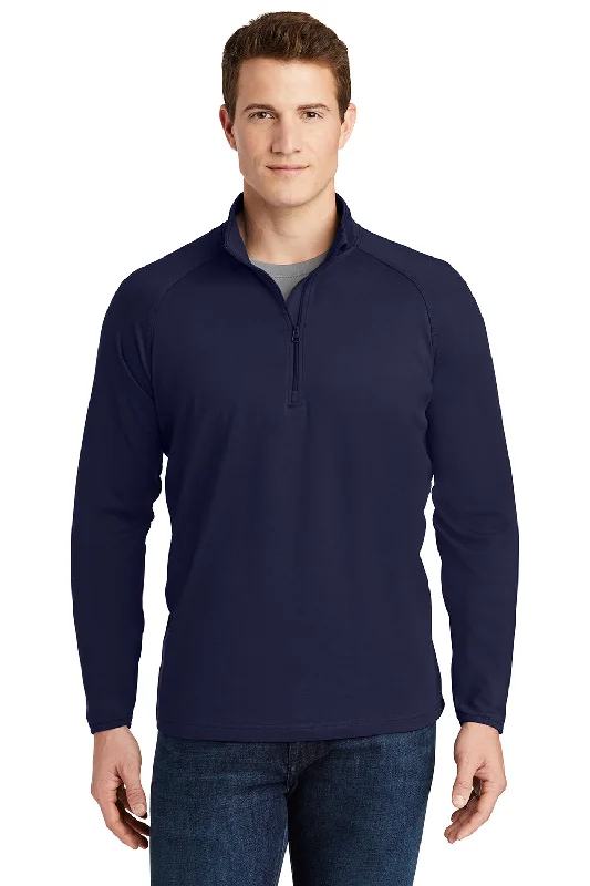 Sport-Tek Mens Sport-Wick Moisture Wicking 1/4 Zip Sweatshirt - True Navy Blue